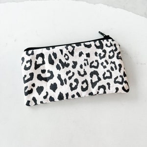 Mini zipper pouch PETUNIAS by Kelly Indie Designer Fabric Series charcoal leopard image 1