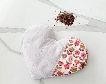 Weighted Heart Eye Mask, Heat Pad, Heat Pack, Flax Rice Blend, Microwavable & Freezable, Hot Cold Therapy, Optional Lavender, Gift for Mom