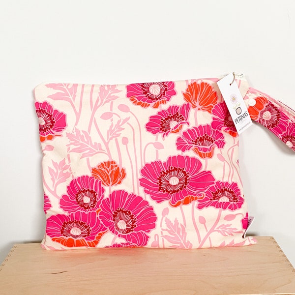 The ICKY Bag - wetbag - PETUNIAS by Kelly - bright pink poppies