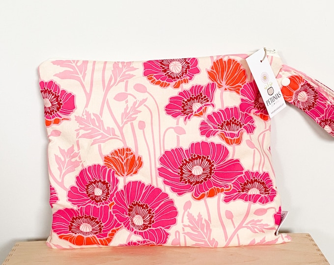 The ICKY Bag - wetbag - PETUNIAS by Kelly - bright pink poppies