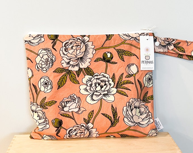 The ICKY Bag - wetbag - PETUNIAS by Kelly - Indie Designer Fabric Series - terracotta floral