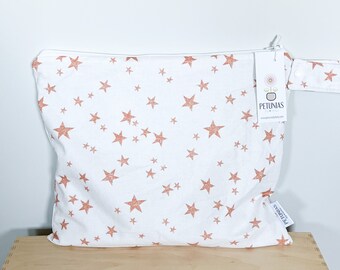 The ICKY Bag - wetbag - PETUNIAS by Kelly - Indie Designer Fabric Series - clay stars