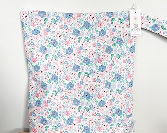 Extra Large Floral Wet Bag: Waterproof Reusable Cloth Diaper, Swim & Gym Bag