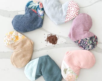 Linen Quilted Weighted Eye Mask: Hot Cold Therapy, Flax Rice Blend, Optional Lavender