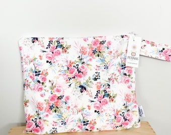 Pink Floral Wet Bag | Waterproof Reusable Travel, Gym, Swim