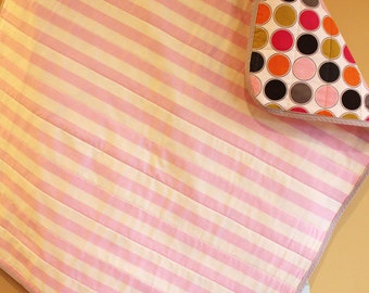 SALE Baby quilt blanket stripe pink cream hipster geometric modern nursery decor shower gift newborn photo prop present stylish PETUNIAS