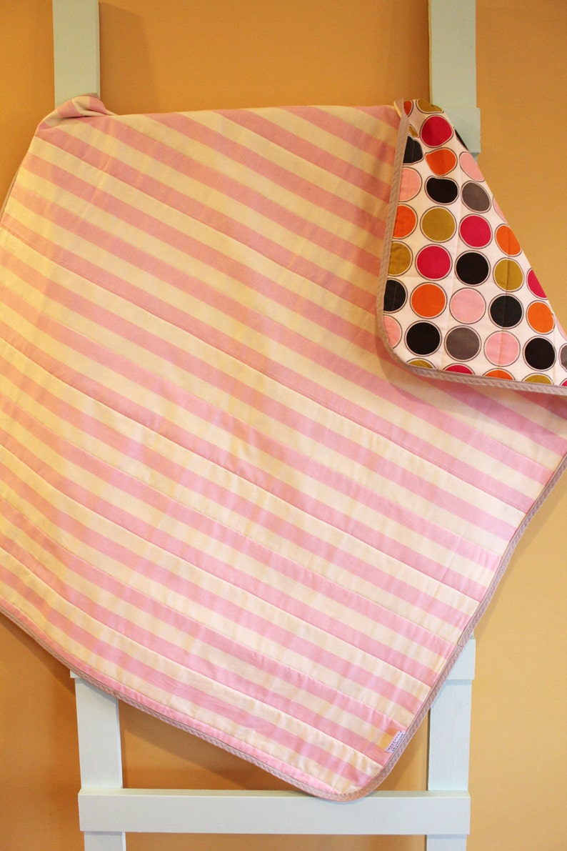 SALE Baby Quilt Blanket Stripe Pink Cream Hipster Geometric Etsy