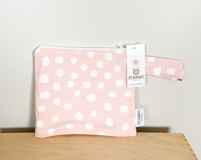 The ICKY Bag petite - wetbag - PETUNIAS by Kelly - Indie Designer Fabric Series - blush dot