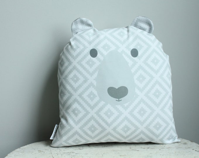 Bear Pillow cover 14 inch 14x14 modern hipster accessory home decor nursery baby gift present zipper closure canvas ready to ship