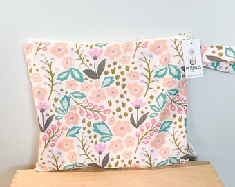 The ICKY Bag - wetbag - PETUNIAS by Kelly - Indie Designer Fabric Series - small peach floral