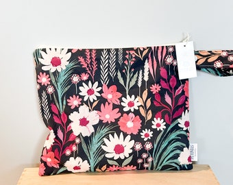 The ICKY Bag - wetbag - PETUNIAS by Kelly - Indie Designer Fabric Series - midnight coral floral