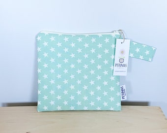 Small Wet Bag for Everyday Use | Reusable Wetbag for Cloth Diapers, Travel, Swim, Makeup & Toiletries | Eco-Friendly Storage | Mint Star
