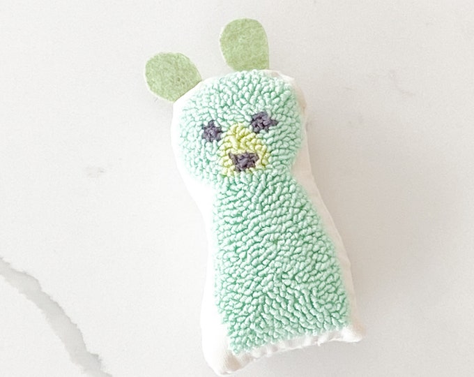 SALE Tiny punch needle bear doll - PETUNIAS by Kelly - stuffed toy