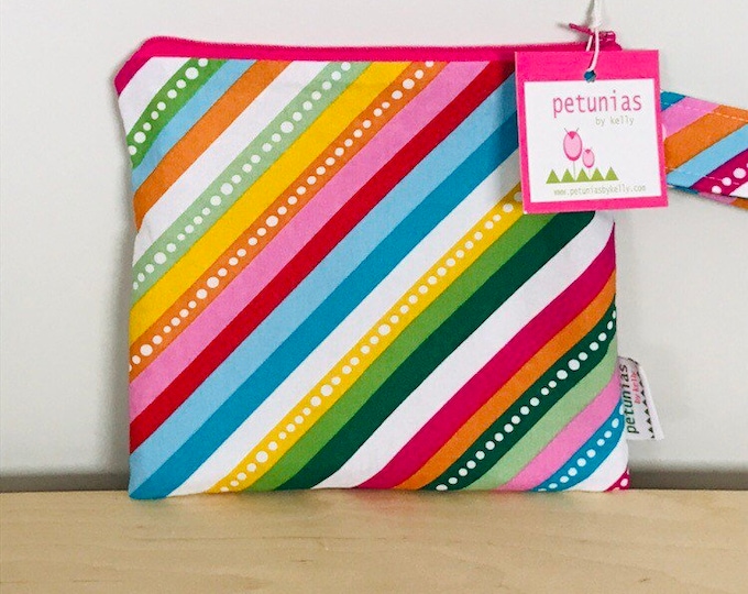 The ICKY Bag petite - wetbag - PETUNIAS by Kelly - rainbow stripe