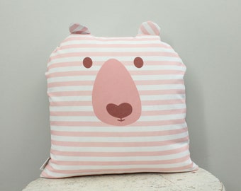 Bear Pillow cover 18 inch 18x18 modern hipster accessory home decor nursery baby gift present zipper closure canvas ready to ship