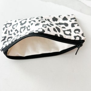 Mini zipper pouch PETUNIAS by Kelly Indie Designer Fabric Series charcoal leopard image 3