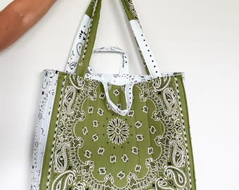 Bandana Tote Bag, Large Quilted, Oversized Western Tote Bag, Cowgirl Carryall, Large Shoulder Bag, Country style, Everyday Bag, Gift for Her