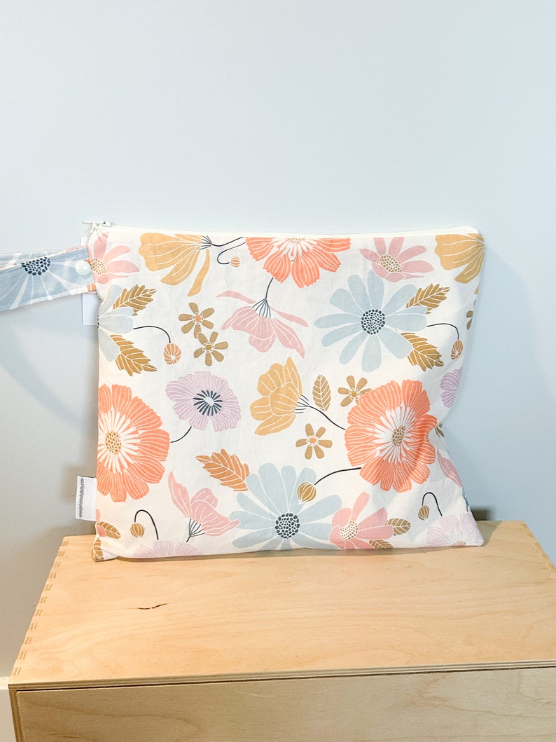 The ICKY Bag wetbag PETUNIAS by Kelly Indie Designer Fabric Series fall pastel floral image 2