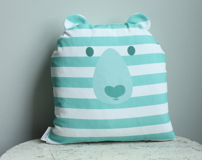 Bear Pillow cover 14 inch 14x14 modern hipster accessory home decor nursery baby gift present zipper closure canvas ready to ship