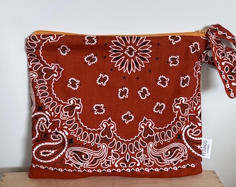 Bandana Bag | Waterproof Wet Bag | Paisley Print | Reusable Diaper, Swim & Gym Bag | Zip Pouch | Cosmetic Bag | Travel Accessory