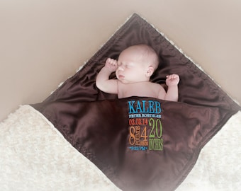 Personalized Baby Blanket | Custom Birth Stats Minky Blanket | Soft Toddler Blanket | Unique Baby Gift | Plush Baby Keepsake
