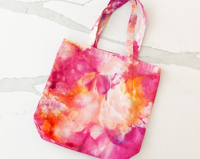 Tote bag - hand dyed - PETUNIAS by Kelly - one of a kind ice dye tie dye