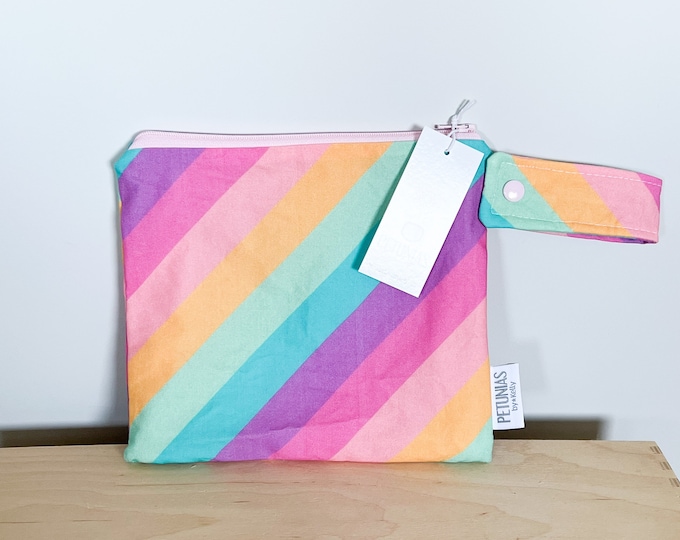 The ICKY Bag petite - wetbag - PETUNIAS by Kelly - bright rainbow stripe