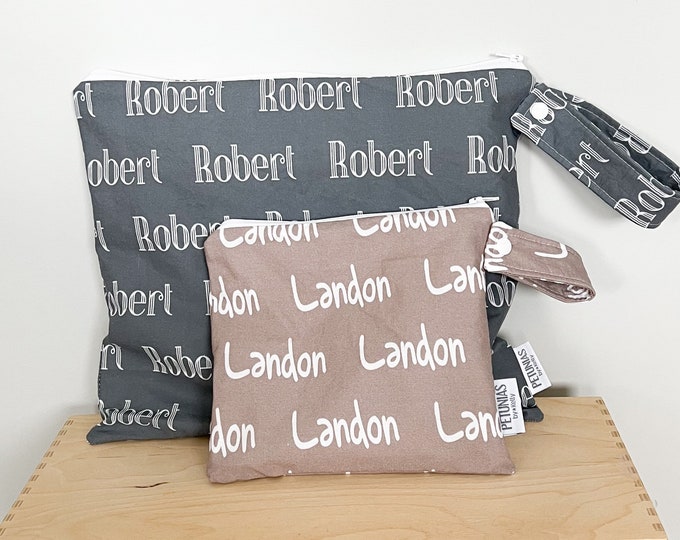Personalized Name Wet Bag | Stylish Zipper Pouch for Travel, Gym, Makeup, Beach Essentials & More | The ICKY Bag by PETUNIAS | Handmade