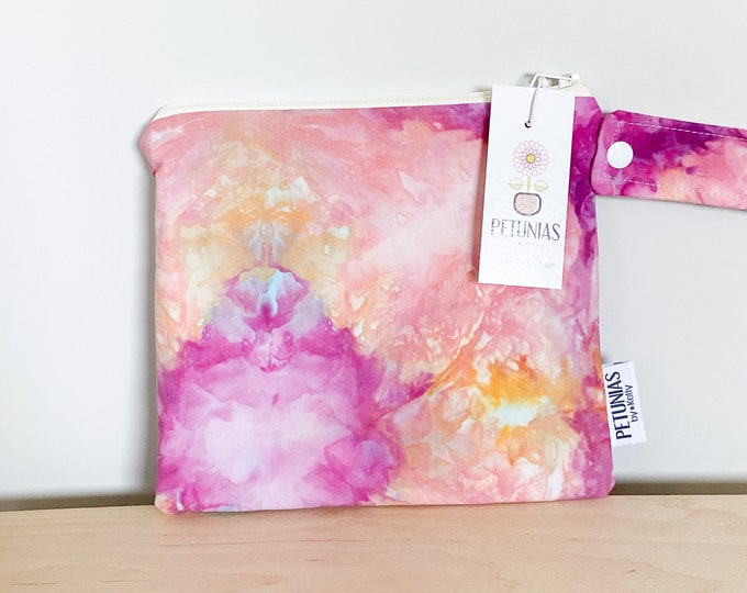 Small Wet Bag for Everyday Use | Reusable Wetbag for Cloth Diapers, Travel, Swim, Makeup & Toiletries | Eco-Friendly Storage | Pink Tie Dye