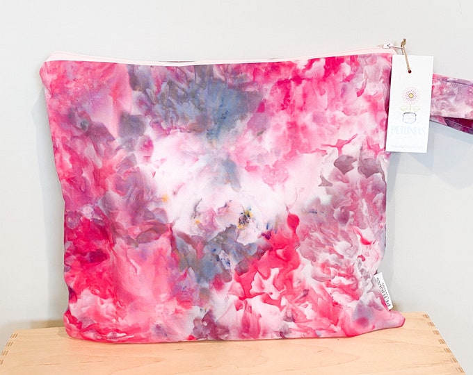 The ICKY Bag - wetbag - PETUNIAS by Kelly - hand dyed - one of a kind