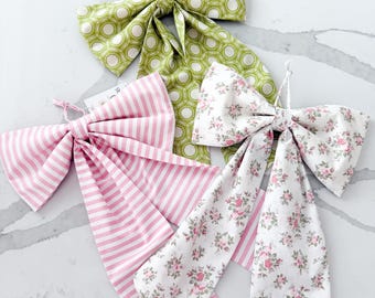 Hanging Fabric Bow | Nursery Decor, Girls Room, Handmade (17x11")