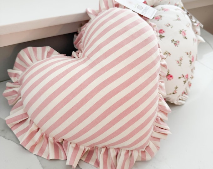 Ruffle Heart Pillow: Cottagecore coquette Room Decor - Girly Accent Cushion