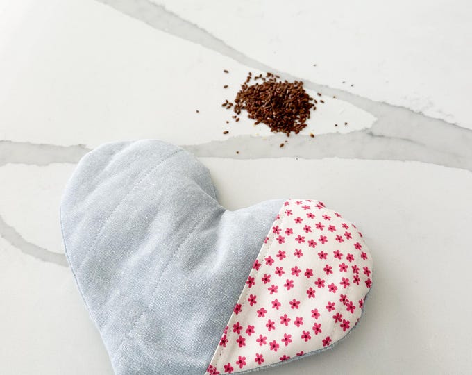 Weighted Heart Eye Mask, Heat Pad, Heat Pack, Flax Rice Blend, Microwavable & Freezable, Hot Cold Therapy, Optional Lavender, Gift for Mom