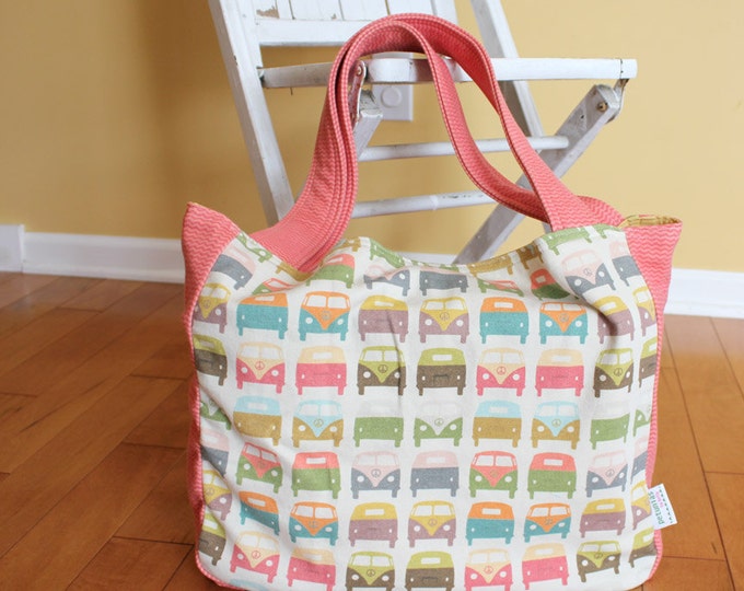 Large Tote Diaper Bag Organic Knit by PETUNIAS Vw Bus Etsy