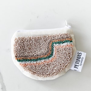 Zipper pouch - punch needle - PETUNIAS by Kelly SALE