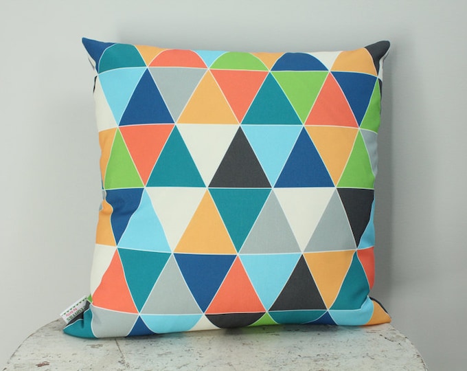SALE Pillow cover triangle geometric 18 inch 18x18 modern hipster accessory home decor nursery baby gift present zipper canvas ready to ship