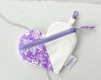 Bolsa con cremallera en forma de corazón: neceser floral, organizador de bolsos
