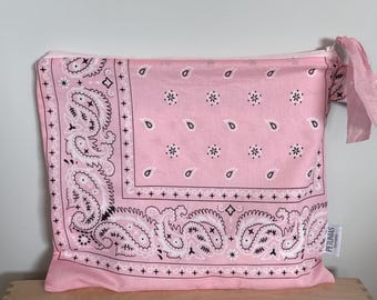 Bandana Bag | Waterproof Wet Bag | Paisley Print | Reusable Diaper, Swim & Gym Bag | Zip Pouch | Cosmetic Bag | Travel Accessory