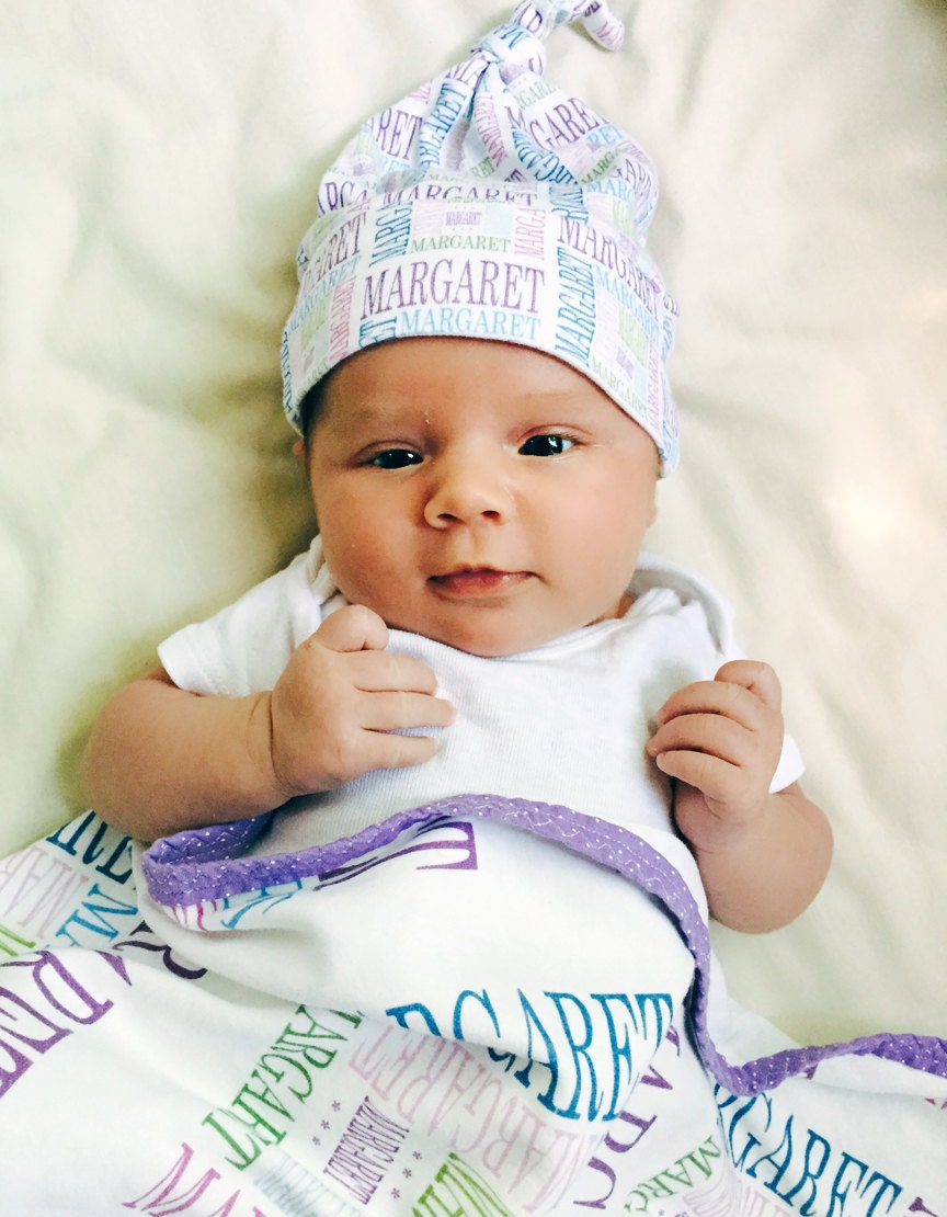 Personalized newborn hat and blanket sale