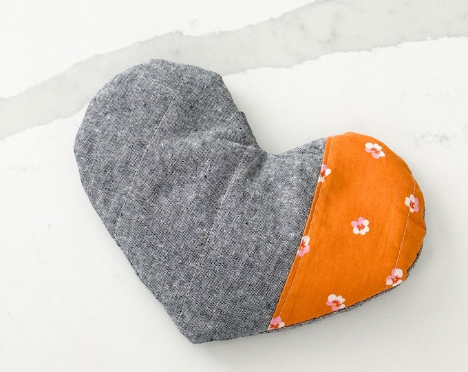 Weighted Heart Eye Mask, Heat Pad, Heat Pack, Flax Rice Blend, Microwavable & Freezable, Hot Cold Therapy, Optional Lavender, Gift for Mom