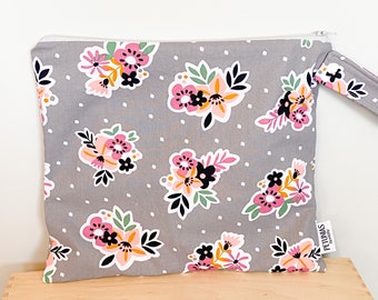 The ICKY Bag - wetbag - PETUNIAS by Kelly - grey floral