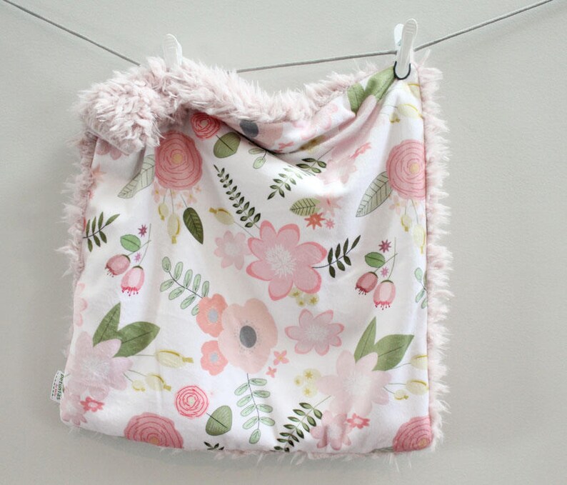 Custom Baby Blanket Floral Faux Fur Minky Lovey Baby Gift Etsy