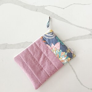 Quilted Makeup Bag | Large Puff Cosmetic Pouch | Travel Toiletry Organizer | Zipper Wet Bag | Gift for Her | Everyday Storage Bag | Floral