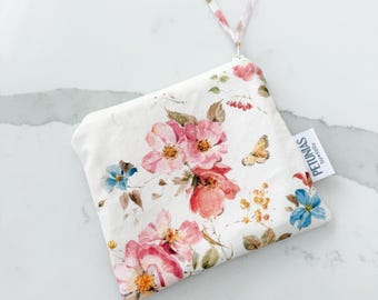 Mini Wet Bag | Small Reusable Pouch | Travel Organizer for Snacks, Makeup, Pet Treats, Diaper Bag, Toiletries, Baby, Gifts & More | Floral