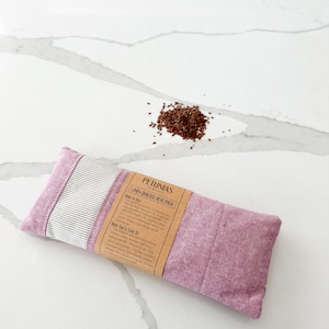 Personalized Weighted Eye Pillow, Microwavable Heat Pack, Linen Quilted Washable Cover, Flaxseed Rice Blend, Hot Cold Therapy, Lavender Gift