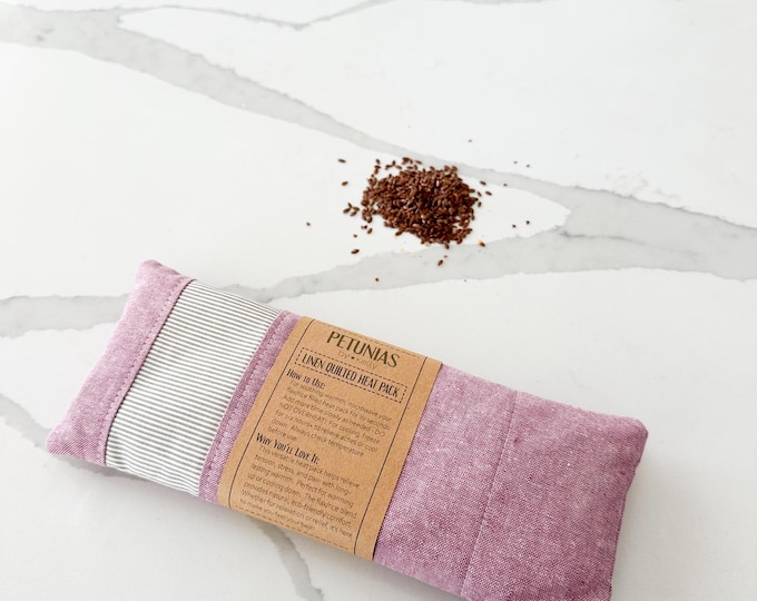 Personalized Weighted Eye Pillow, Microwavable Heat Pack, Linen Quilted Washable Cover, Flaxseed Rice Blend, Hot Cold Therapy, Lavender Gift