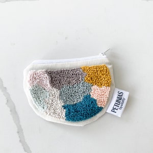 Zipper pouch - punch needle - PETUNIAS by Kelly SALE