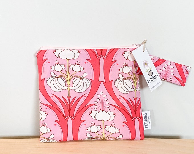 The ICKY Bag petite - wetbag - PETUNIAS by Kelly - pink fancy floral