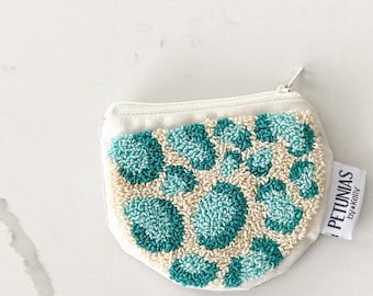Zipper pouch - punch needle - PETUNIAS by Kelly SALE