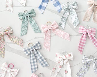 Fabric Bow Keychain | Bag Charm Clip | Backpack Purse Accessory